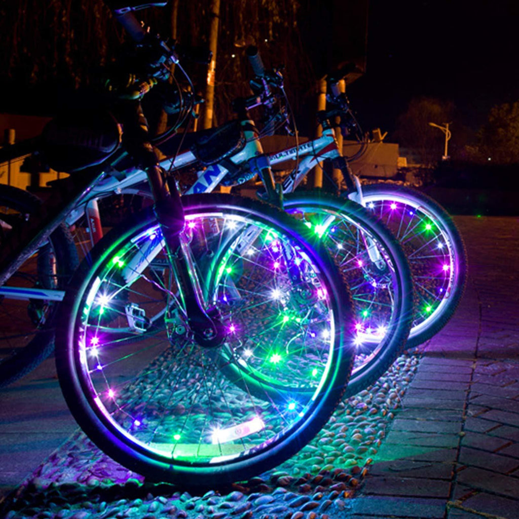 N+A 2 PCS Led Bike Wheel Lights with Batteries,Ultra Bright Bike Lights for Wheels Waterproof Bicycle Spoke Lights Cycling Decoration,Safety Warning Tire Strip Light for Kids Adults Night Riding - BeesActive Australia