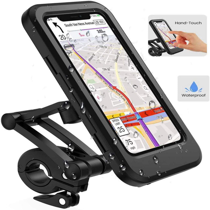 AMOYE Bike Phone Mount, Waterproof Bike Cell Phone Holder for Motorcycle/Bike Handlebars, Bicycle Phone Case with Touch Screen Fits for Outdoor Riding Under 6.7" Phone Mount - BeesActive Australia