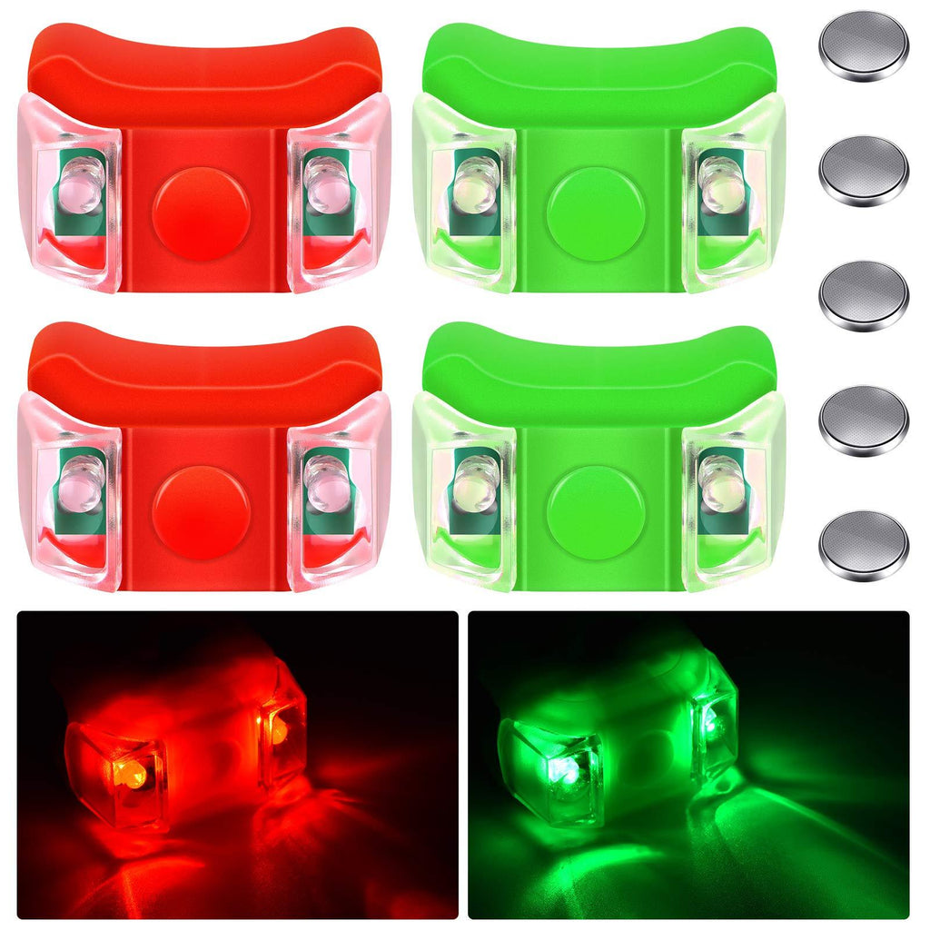 Mudder 4 Pieces Boat Bow Lights Red and Green LED Boat Navigation Lights with 5 Pieces Button Batteries for Boat Kayak Pontoon Hovercraft Yacht Motorboat Bike Hunting Night Running Fishing - BeesActive Australia