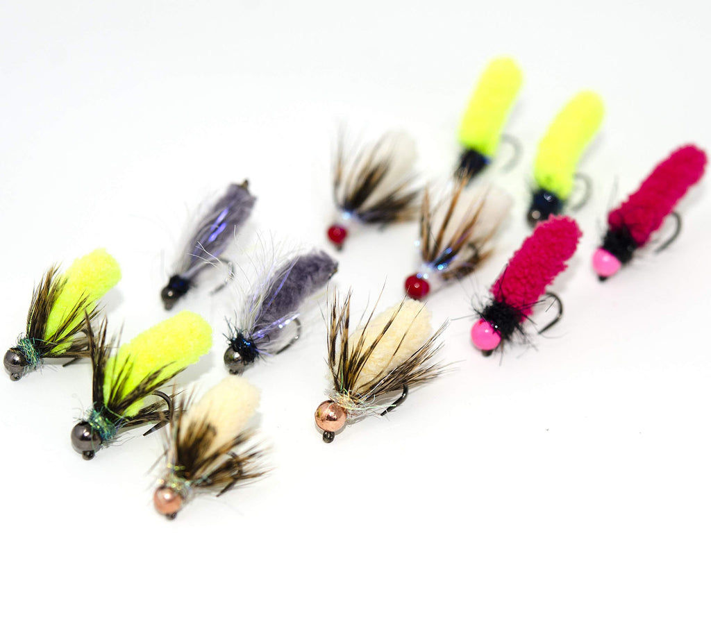 Superbe Flies 12 Mop Jig Nymph Fly Assortment | Tungsten Bead and Barbless Hook | Fly Fishing for Trout | Size 10, 12, 14, 16 - BeesActive Australia