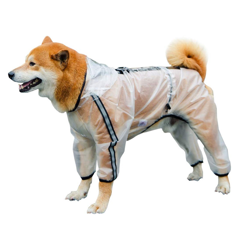 PTESYARDS Dog Raincoats Waterproof Dog Hooded Rain Jacket Poncho with Reflective Strip, Transparent Adjustable Pet Slicker with Harness Hole Small - BeesActive Australia