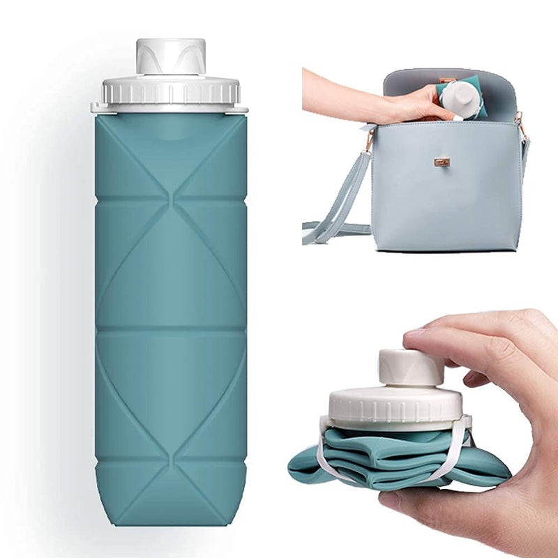 SPECIAL MADE Collapsible Water Bottles Leakproof Valve Reusable BPA Free Silicone Foldable Travel Water Bottle for Gym Camping Hiking Travel Sports Lightweight Durable 20oz Dark Green - BeesActive Australia