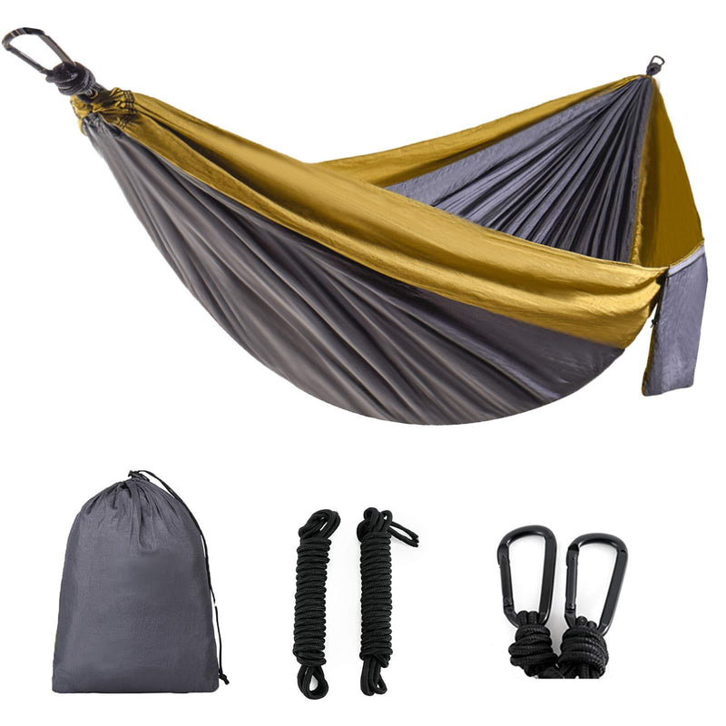 Camping Hammock Lightweight Portable Parachute Nylon Hammock Set for Indoor and Outdoor Camel/Dark Gray 1 Person - BeesActive Australia
