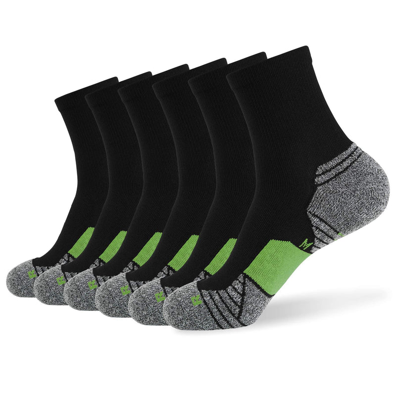 WANDER Men's Running Socks 6 Pairs Thick Athletic Socks for Men Sport Low Cut Cycling Socks 6-9/10-12/12-14 6 Pairs Black Green Shoe Size: 6-9 - BeesActive Australia