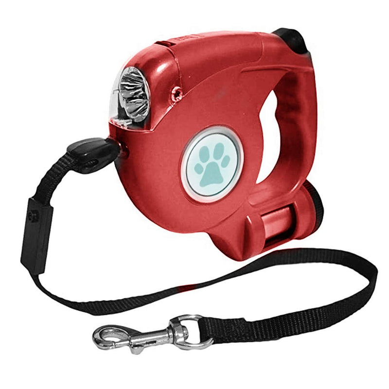 JEBBLAS Dog Retractable Leashes with Flashlight and Waste Bag Dispenser, 3 in 1 Automatic 15ft Dog Walking Leash with Anti-Slip Handle, Red - BeesActive Australia