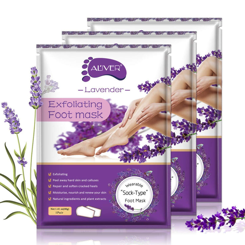 Foot Peel Mask 3pack, Away Dead Skin And Calluses Foot Mask - Exfoliating Foot Mask Make Remove Make Your Feet Soft & Get Smooth Silky Skin (lavender) - BeesActive Australia