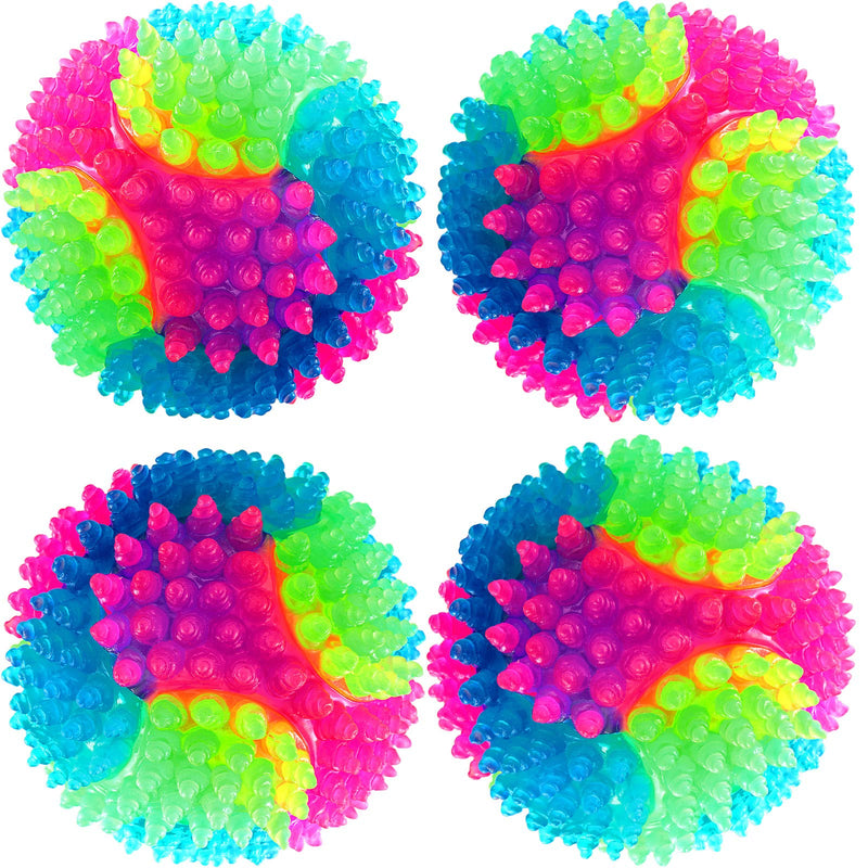 4 Pieces Spiny Light Dog Balls LED Glowing Pet Spiky Ball Flashing Elastic Ball Pet Spiny Balls Molar Ball Interactive Cat Toys for Pets Cats Dogs Chewing Teeth Cleaning, 2.2 Inch Classic Style - BeesActive Australia