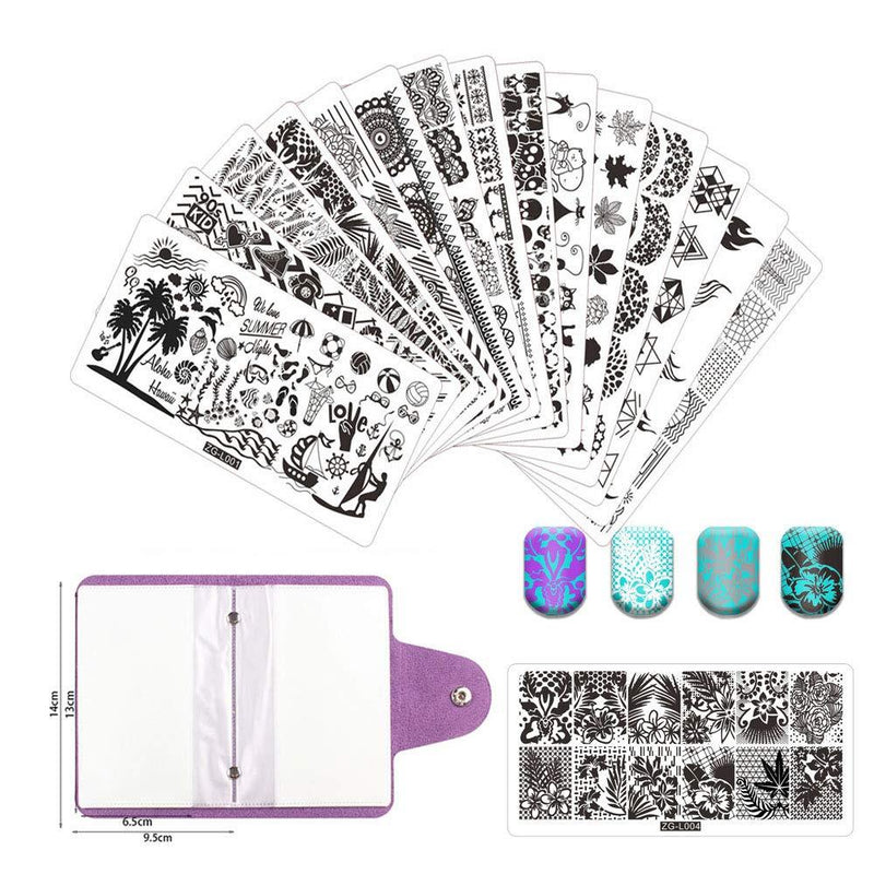 BeautyLeader 20 Pcs Nail Stamp Plates set 15 Nail Art Plate 2 Stamper 2Scraper 1storage bag Nails Art Stamping Plate Scraper Stamper Set Leaves Flowers Animal Nail plate Template Image Plate - BeesActive Australia