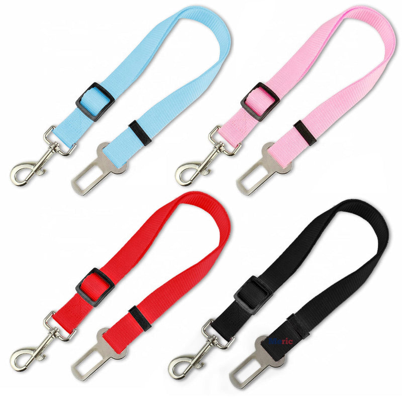 Meric Dog Seat Belt, Adjustable Length, Multicolor ( Pink, Red, Black, Blue), PP, Nylon and Nickel Steel Materials, 4 Pcs per Pack - BeesActive Australia
