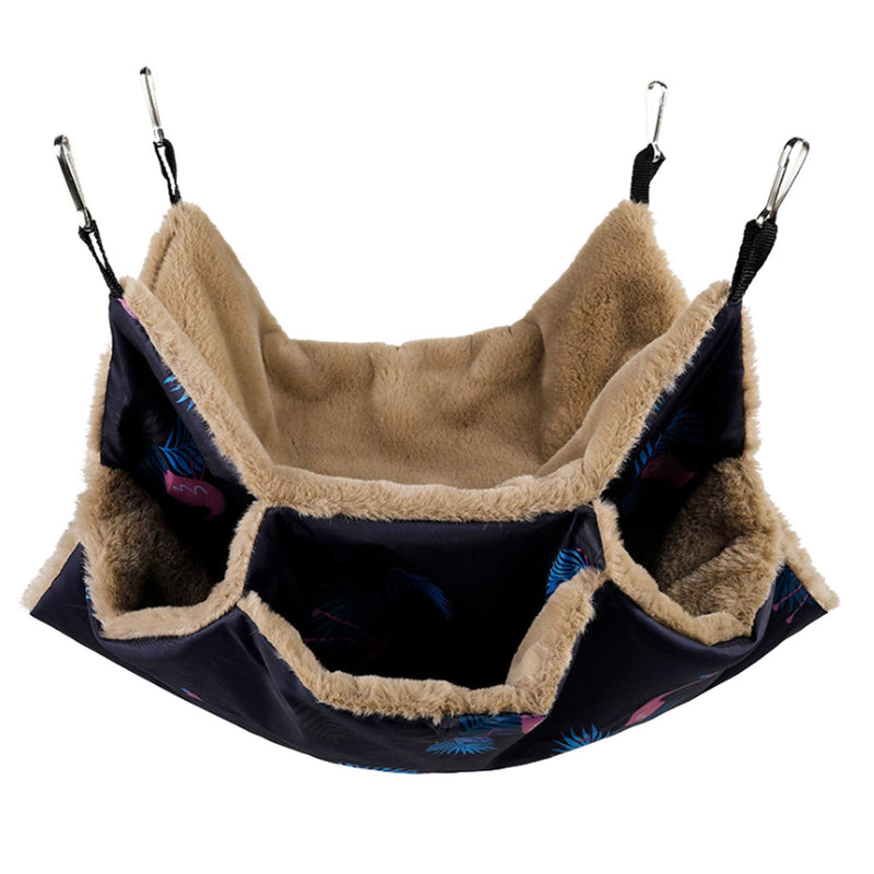 Petmolico Small Pet Hanging Triple-Layer Warm Hammock Bed Cage Accessories Bedding Hideout Playing Sleeping for Parrot Sugar Glider Ferret Squirrel Hamster Rat Navy Blue - BeesActive Australia