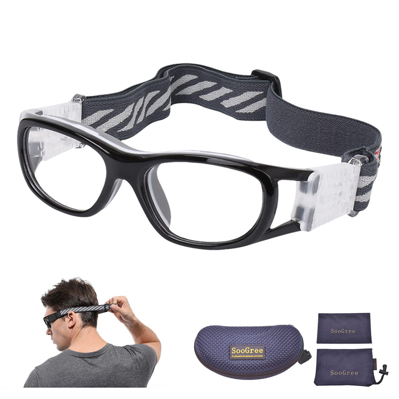 Kids Sports Glasses Basketball Football Safe Training Goggles Anti Fog 7-12 Black Frame Gray Pad - BeesActive Australia