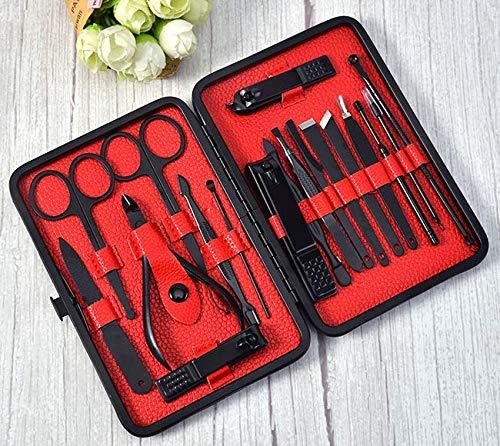 Golden City Manicure Set(18pcs) Professional Nail Clipper Kit & Pedicure Kit with Case for Women and Men (Red+Black) Red+Black - BeesActive Australia