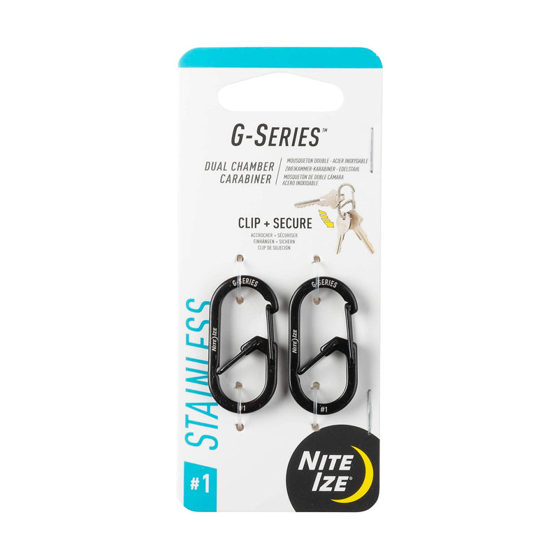 Nite Ize GS1-01-2R6 G-Series Dual Chamber Carabiner, Size #1 2-Pack, Black - BeesActive Australia