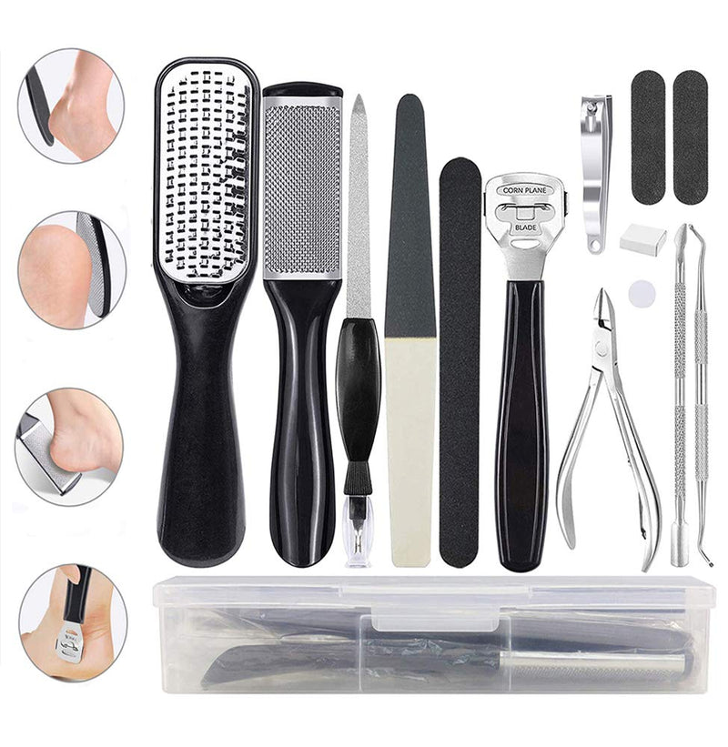 Pedicure Kit Professional 15 in 1, AOMEES Pedicure Set Stainless Steel Foot Rasp Foot Peel and Callus Clean Feet Dead Skin Tool Set, Callus Remover with Nail Toenail for Home&Salon Care Tools Set - BeesActive Australia