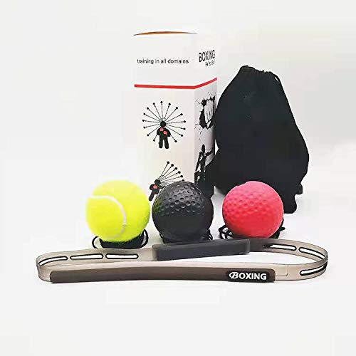 XUNRI Boxing Reflex Ball Speed Ball, made of PU material, adjustable sweat guiding headgear, suitable for exercise fitness, reaction force and agility training. Three balls + headgear set. 82g+62g+22g - BeesActive Australia