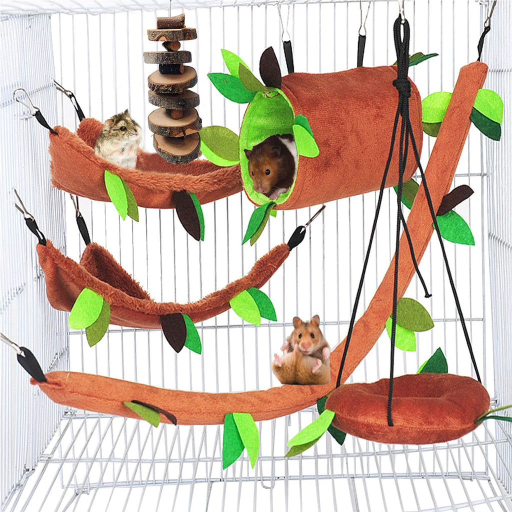 Hamiledyi Hamster Hammock Small Animals Hanging Warm Bed House Organic Natural Apple Wood Chewing Stick Rat Cage Nest Accessories Toy Hanging Tunnel and Swing for Sugar Glider Squirrel - BeesActive Australia