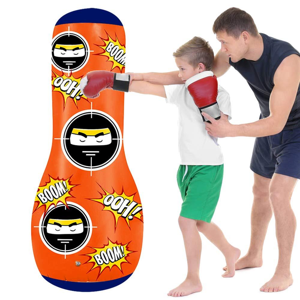 TUOWEI Kids Punching Bag, Inflatable Punching Bag for Kids Free Standing Punching Bag with Stand Boxing Bag Set(2 Sides) - BeesActive Australia