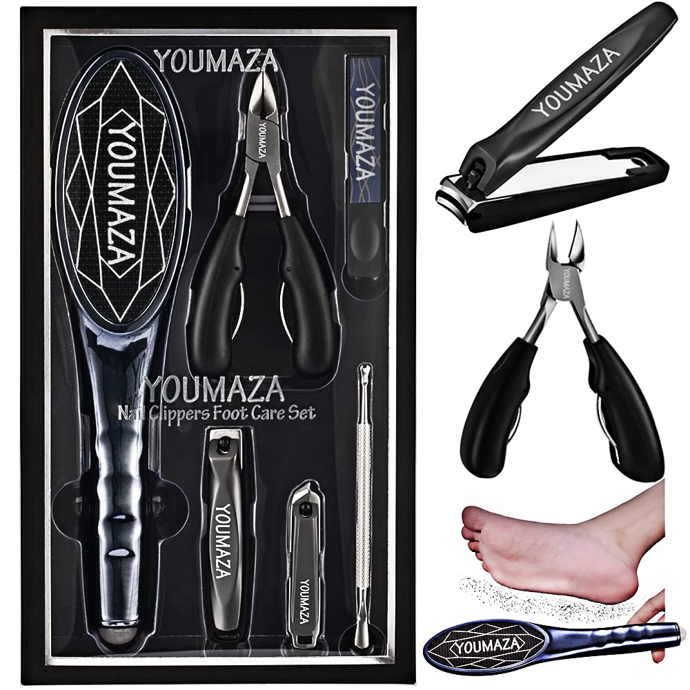 YOUMAZA Nail Clippers and Foot File Set.1pc Colossal Foot Rasp Callus Remover,3 Pcs Sharp Toenail Clippers and Fingernail Clippers for Men and Women (Heavy Duty,Premium Stainless Steel) - BeesActive Australia