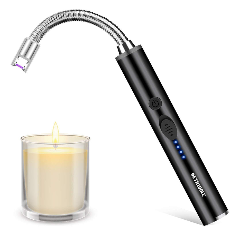 Candle Lighter, Electric USB Rechargeable Plasma Arc Lighter with Long 360° Flexible Neck, LED Battery Display, Safety Switch, Invisible Hook for Candle, Grill, Camping, BBQ, Stove, Fireworks - BeesActive Australia