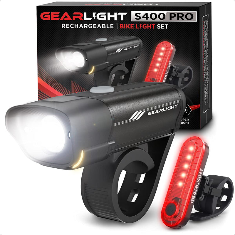 GearLight Rechargeable Bike Light Set S400 - Reflectors Powerful Front and Back Lights, Bicycle Accessories for Night Riding, Cycling - Headlight Tail Rear for Kids, Road, Mountain Bikes - BeesActive Australia