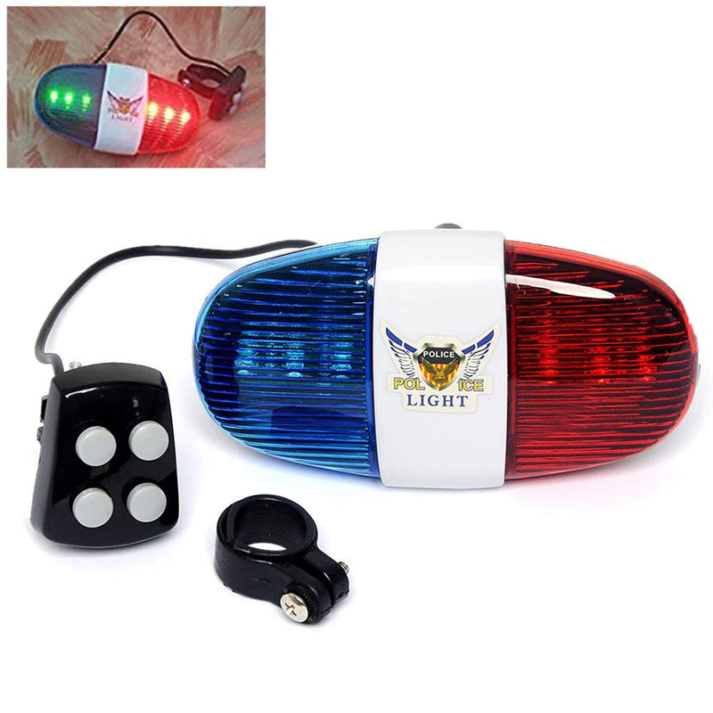HaetFire Bicycle Police Sound Light Bike LED Light Electronic Horn Siren Horn, 6 LED Light 4 Sounds Trumpet Cycling Horn Bell Siren, Warning Safety Light Waterproof Bicycle Police Light - BeesActive Australia