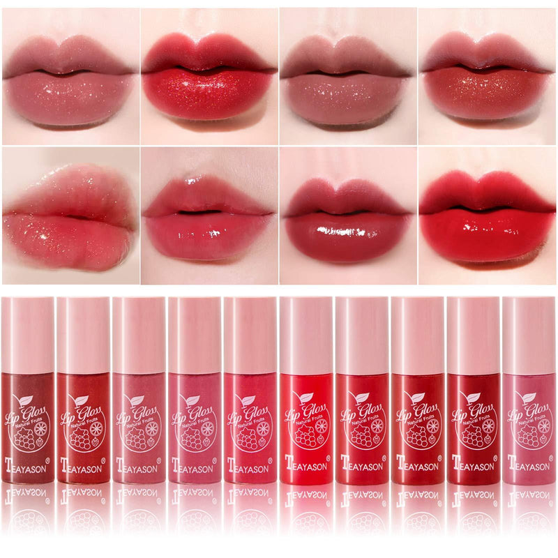 DAGEDA 10-Color Pearlescent Lipstick Set，Waterproof Non-Stick Liquid Lip Gloss, Long-Lasting Moisturizing, Lip Enhancement And Lip Care Cute Lip Glaze Beauty Makeup Kit set1 - BeesActive Australia