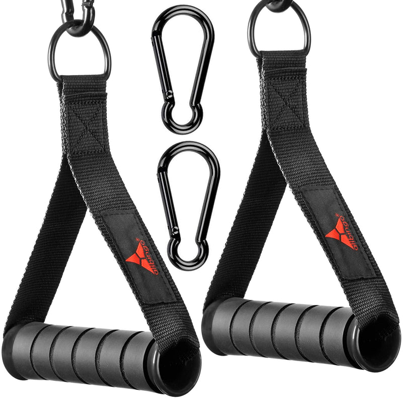 allbingo Solid Gym Handles for Cable Machine Resistance Bands, Ultra Heavy Duty Comfortable Sturdy Exercise Handle Grips Attachment with Large Clips for Pulley LAT Pulldown System (Black/Black X2) - BeesActive Australia