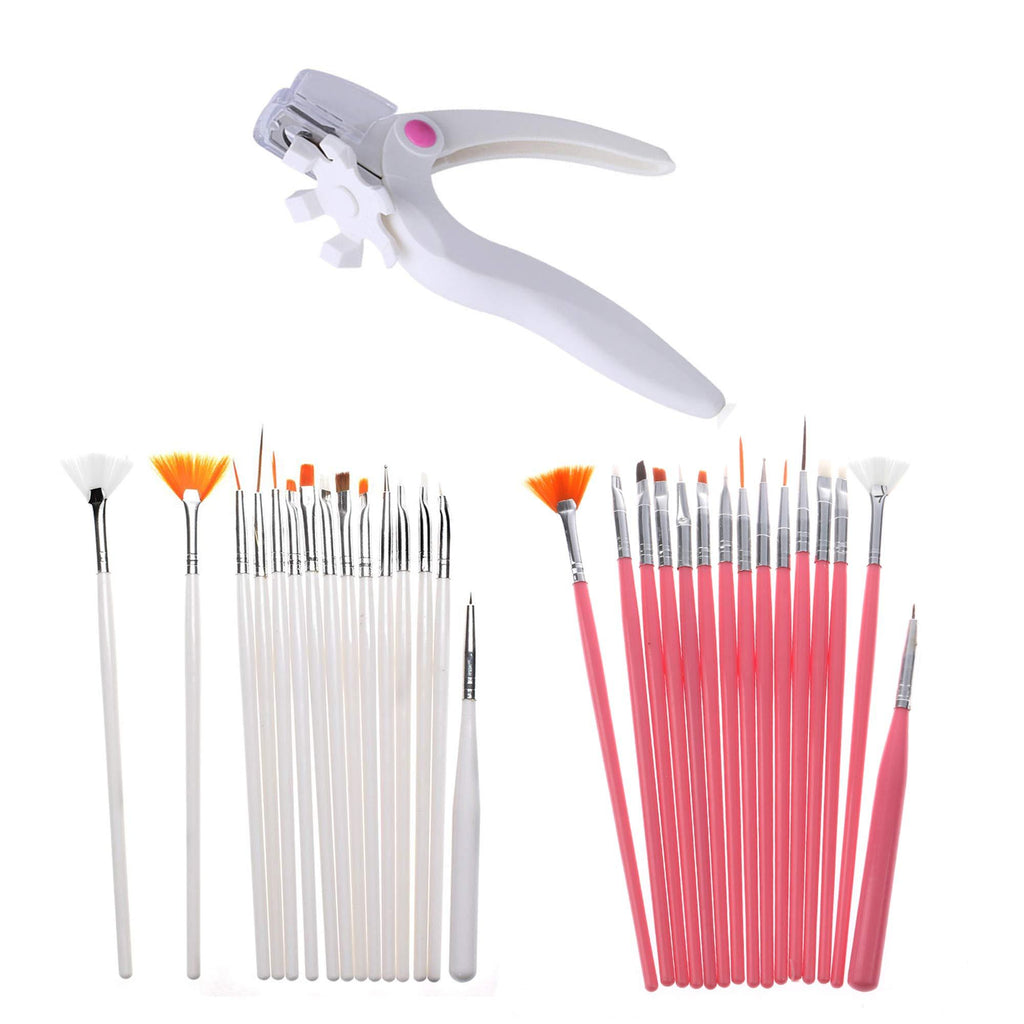 ONNPNN 31 Piece Nail Painting Brushes and French Nail Edge Trimmer Kit, Nail Art Dotting Pens Nail Striping Flower Drawing Brush, Acrylic Gel False Tips Trimmer Nails Edge Cutter Clipper Manicure Tool - BeesActive Australia