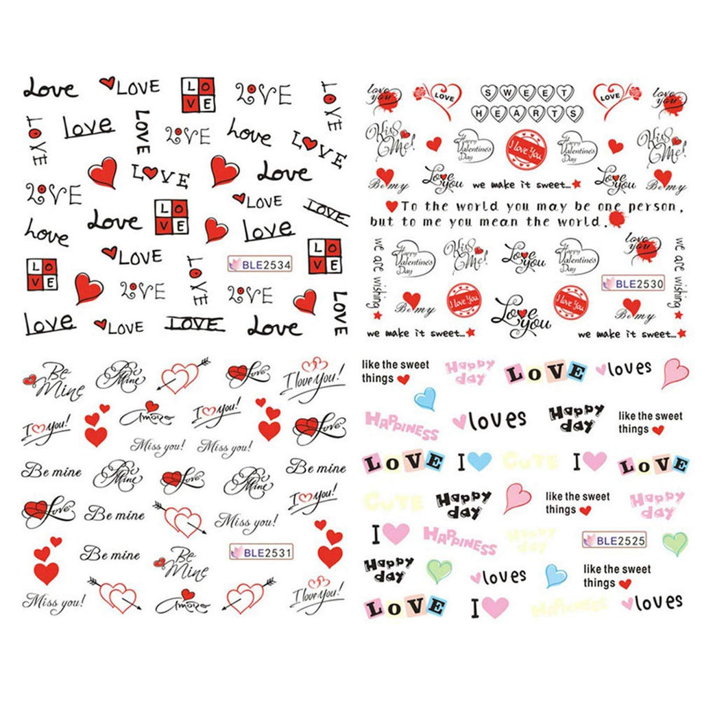 BinaryABC Valentine's Day Nail Art Stickers Decorations,Red Lips Peach Heart Nail Sticker,Valentines Day Supplies,4Pcs - BeesActive Australia
