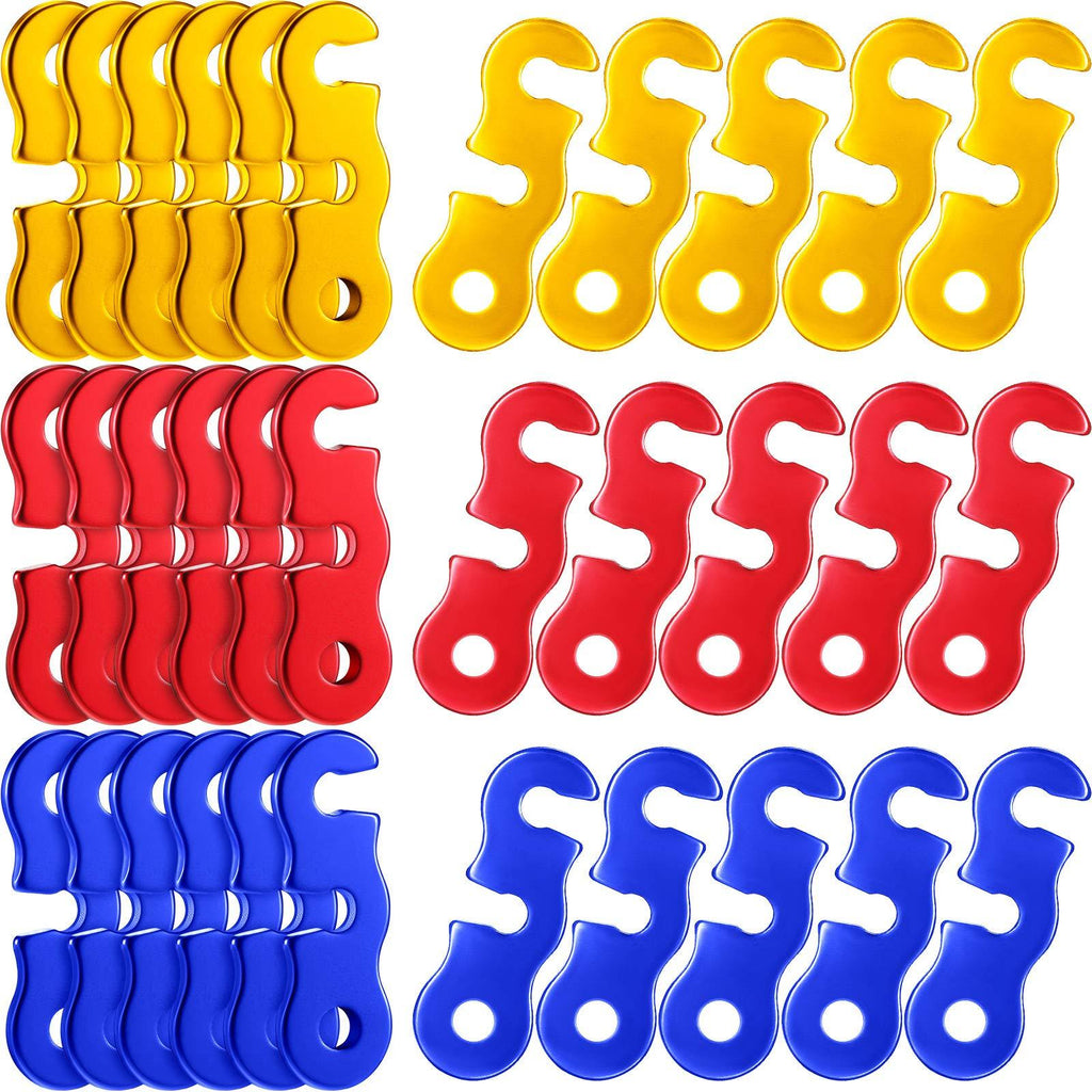 30 Pieces Aluminum Alloy Guyline Cord Adjusters Rope Adjusters Tent Tensioners Tent Wind Rope Buckles Camping Accessories for Tent Camping Hiking Backpacking Outdoor Activity, 3 Colors - BeesActive Australia