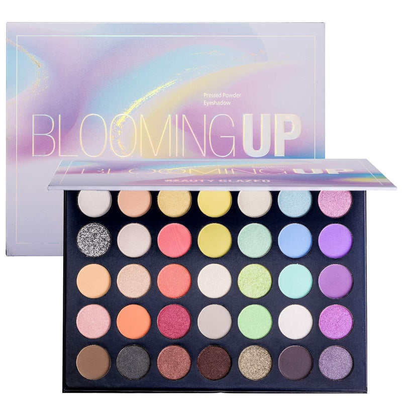 Eye Makeup Palette Glitter Matte and Shimmer Highlighter Eyeshadow Makeup Palette 35 Colors Make Up Palette Blooming Up Eye Shadow High Pigmented Blendable Waterproof and Sweatproof - BeesActive Australia