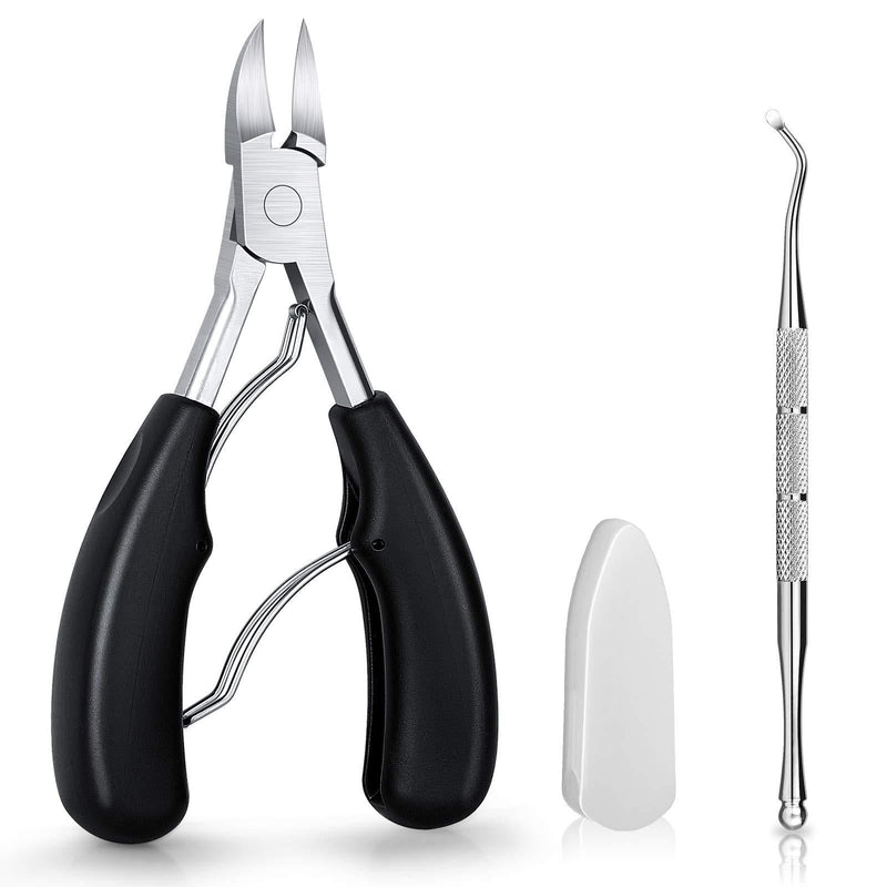 Toenail Clippers, Medical Grade Toe nail Trimmer, Nail Clippers for Thick Nails or Ingrown Nails, Stainless Steel Sharp Pedicure Toenail Cutters, with Easy-to-Grip Rubber Handle (Black). - BeesActive Australia