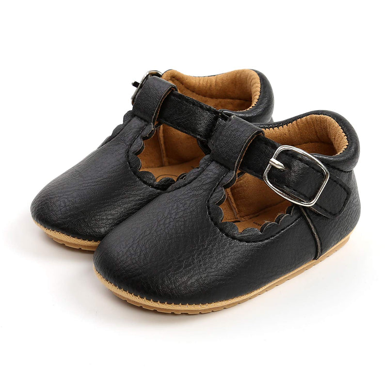 Baby Shoes - ICATHUNY Infant Unisex Baby Girls Shoes PU Leather Soft Anti-Slip Boots Toddlers Newborn Infant Mini Kids Crib Baby Shoes (12-18 Months, Black) 12-18 Month - BeesActive Australia