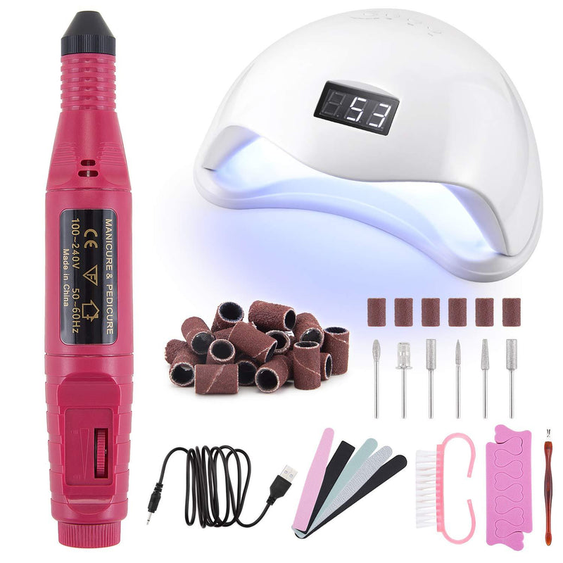 Boobeen 48W Gel LED Nail Lamp with USB Portable Electric Nail Drill Kit - 6 Pieces Changeable Drills - Holiday Gift Off-white - BeesActive Australia