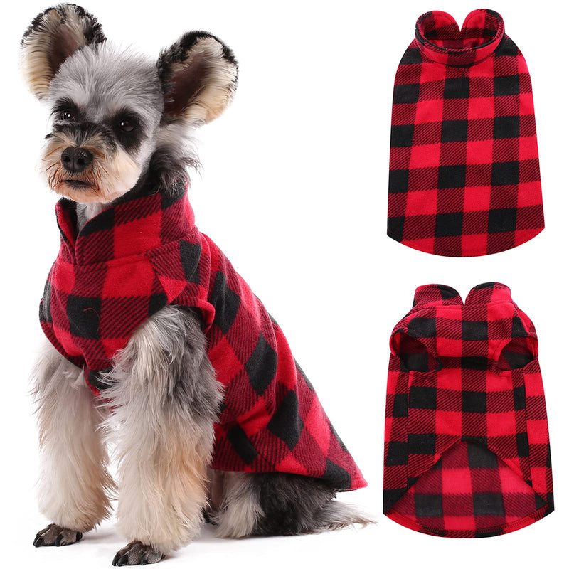 Kuoser Stretch Dog Fleece Vest, Soft Classic Plaid Basic Dog Sweater for Small Dogs & Cats, Warm Dogs Shirt Pullover Dog Coat Jacket Winter Dog Clothes for Teddy Chihuahua Yorkshire with Leash Hole Large (Pack of 1) Red Plaid - BeesActive Australia