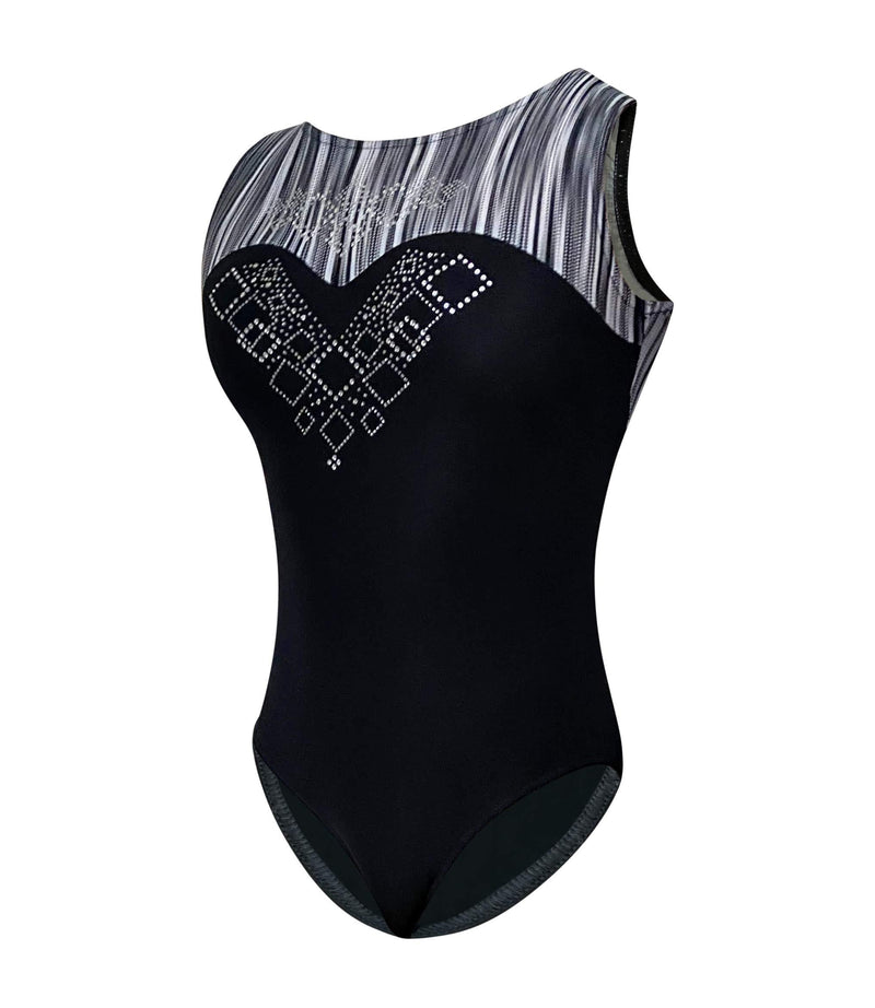 Gymnastics Leotards for Girls, Various Colors and Sizes- Adult, Child, Toddler 9-10Y (AXS) Abstract Vertical Lines Black and White - BeesActive Australia
