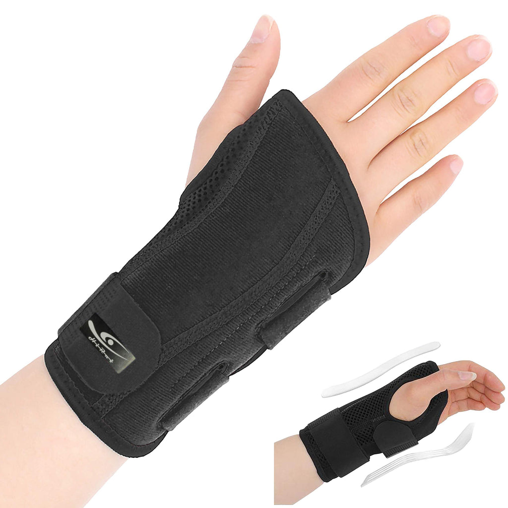 HiRui Wrist Brace Wrist Support with Splints for Men Women Kids, Compression Hand Support for Carpal Tunnel Arthritis Tendonitis Sprain Recovery Wrist Pain Relief, Fits Day&Night (Black-Right Hand, S) Black-Right Hand Small - BeesActive Australia