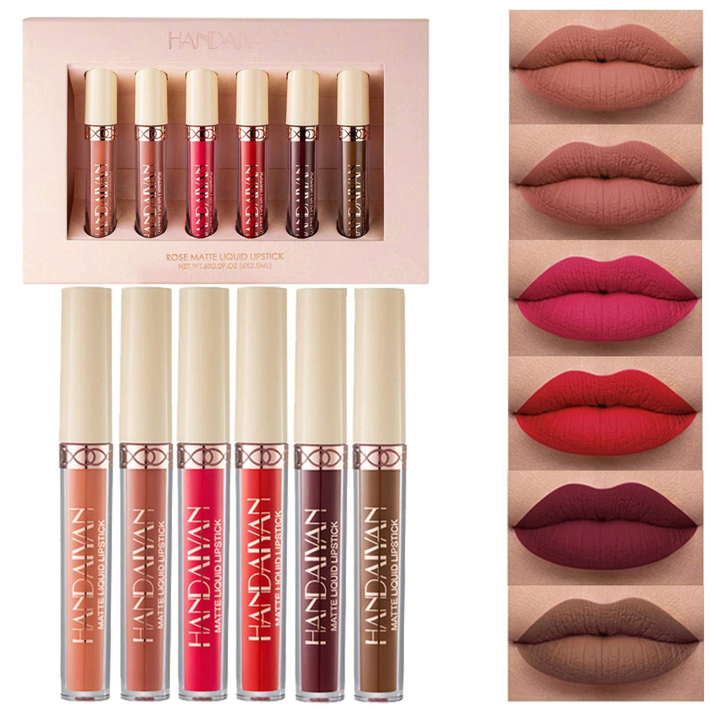 COOSA 6pcs Velvety Matte Liquid Lipstick Set Waterproof Long Lasting/Kiss-proof High Pigment Lip Gloss for women(A) - BeesActive Australia