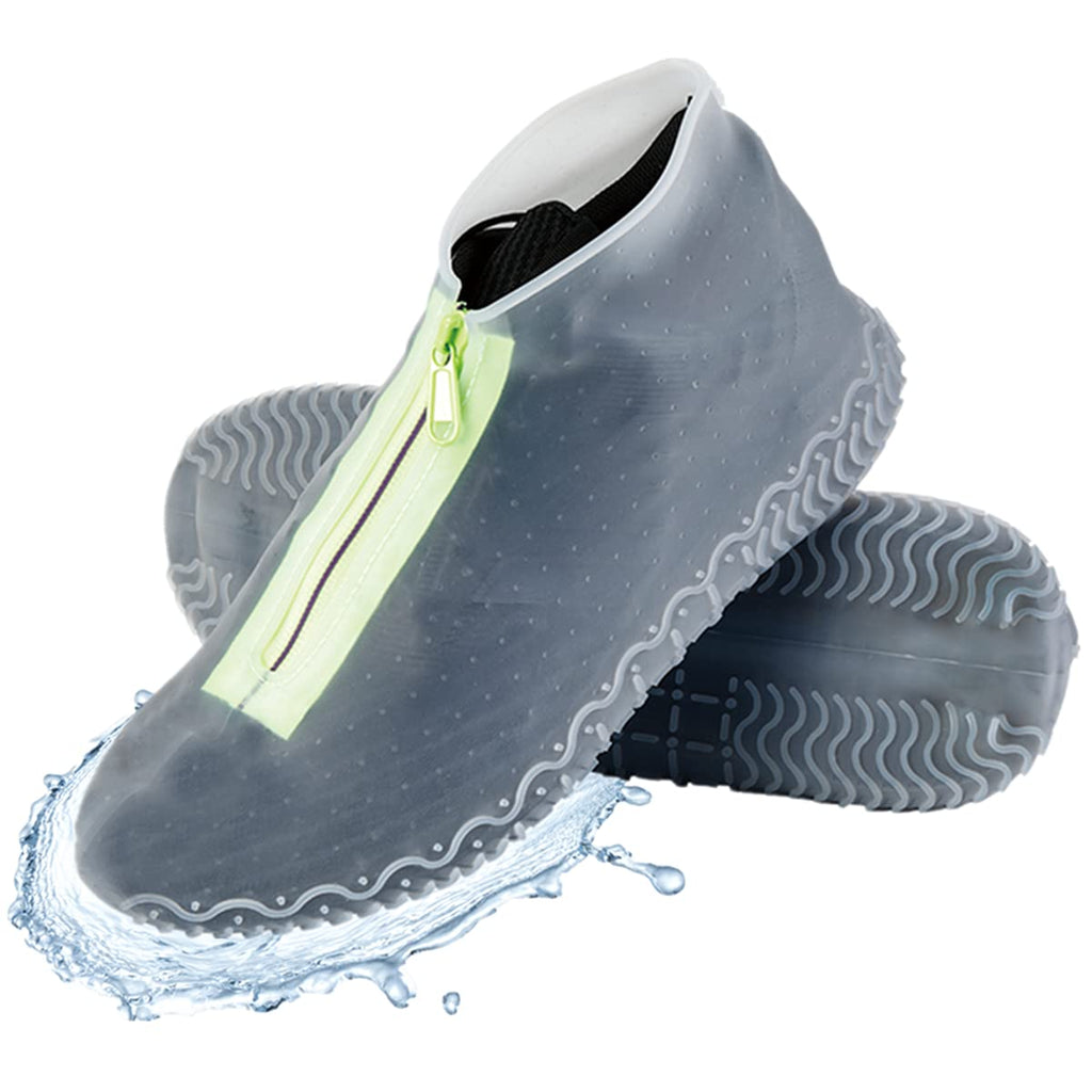 Silicone Waterproof Shoe Covers with Zipper, Upgrade Reusable Shoe Covers,Resistant Rain Boots Non-Slip Washable Travel Rain Gear Footwear Protection for Women, Men Transparent L (Women 7.5-11, Men 6.5-10.5) - BeesActive Australia