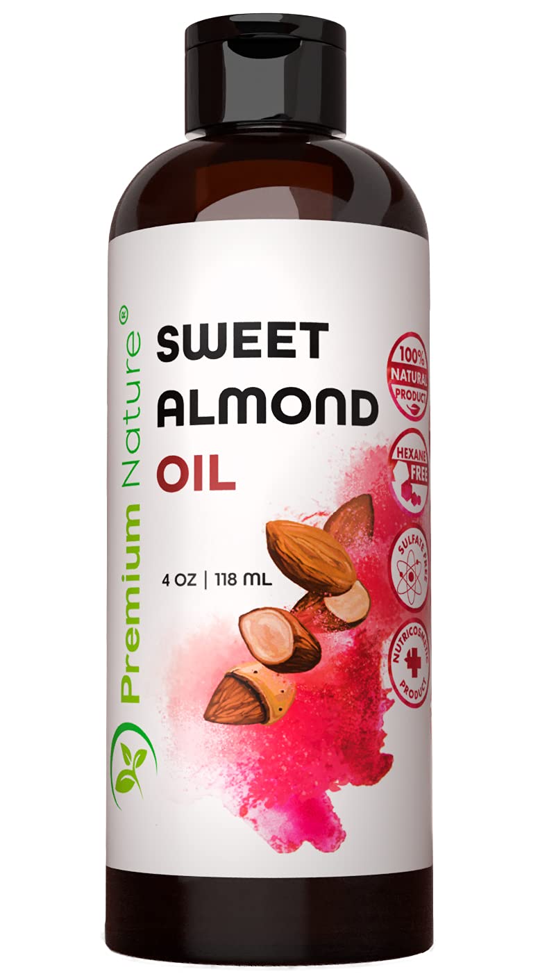Sweet Almond Oil Carrier Oil - Cold Pressed Pure Natural Body Massage Oil Carrier Oil for Essential Oils Mixing, Baby Oil Dry Skin Face Hair Moisturizer Makeup Remover 4 oz - BeesActive Australia