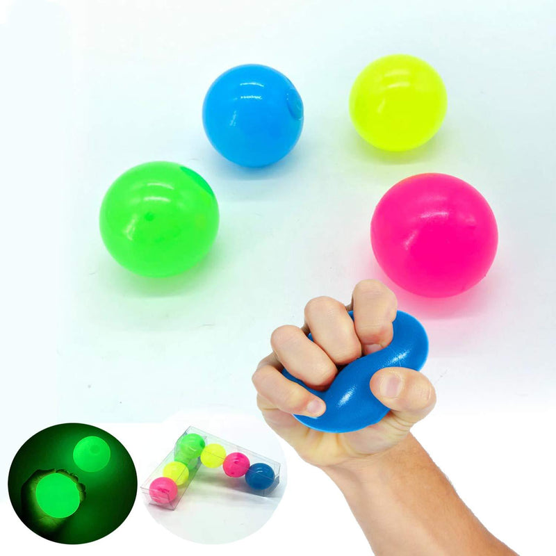 IOT Consulting, Sticky Balls 4 Pcs, Glowing Sticky Balls for Ceiling, Glow in The Dark Squishy Balls, Stress Relief Toy for Anxiety, Washable Glow Balls, Stress Relief Balls for Kids and Adults. - BeesActive Australia