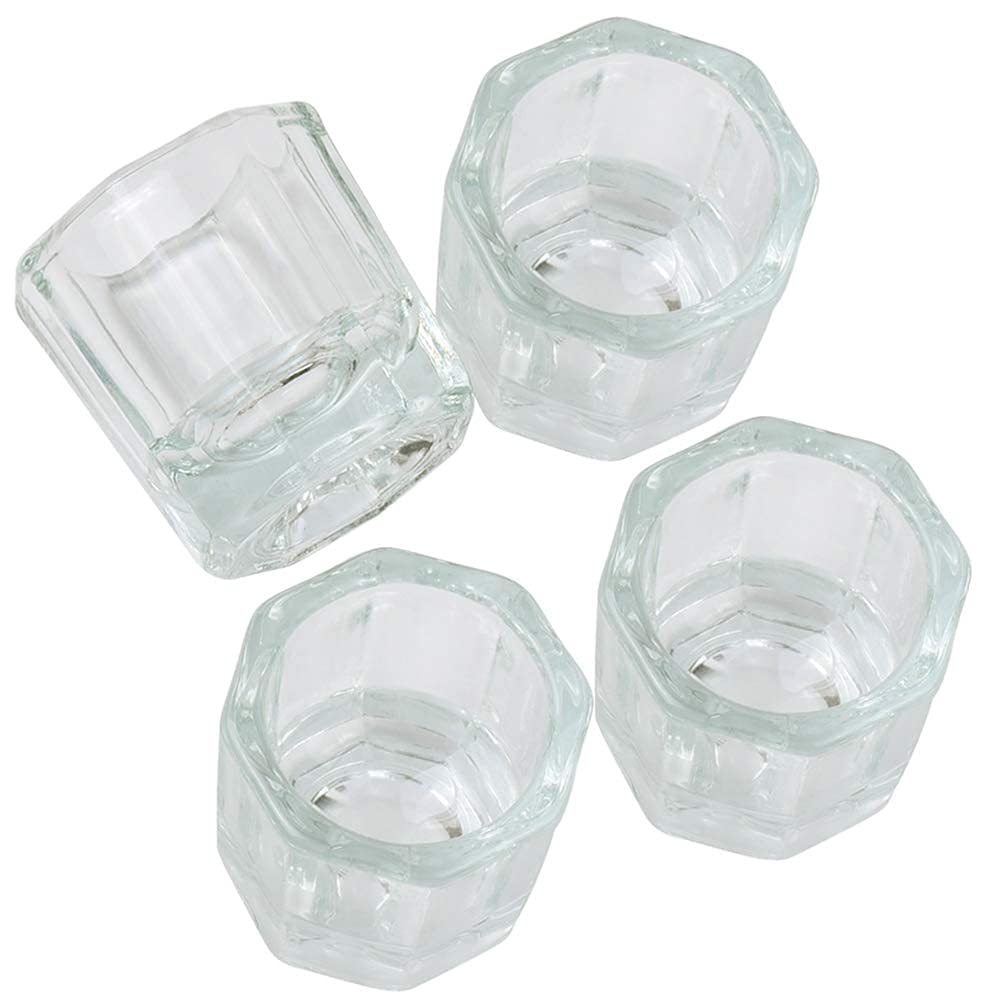 PandaSpa 2 Pieces Dappen Dish Crystal Bowl Glass Acrylic Nail Liquid Powder Nail Art (Pack of 4) Pack of 4 - BeesActive Australia