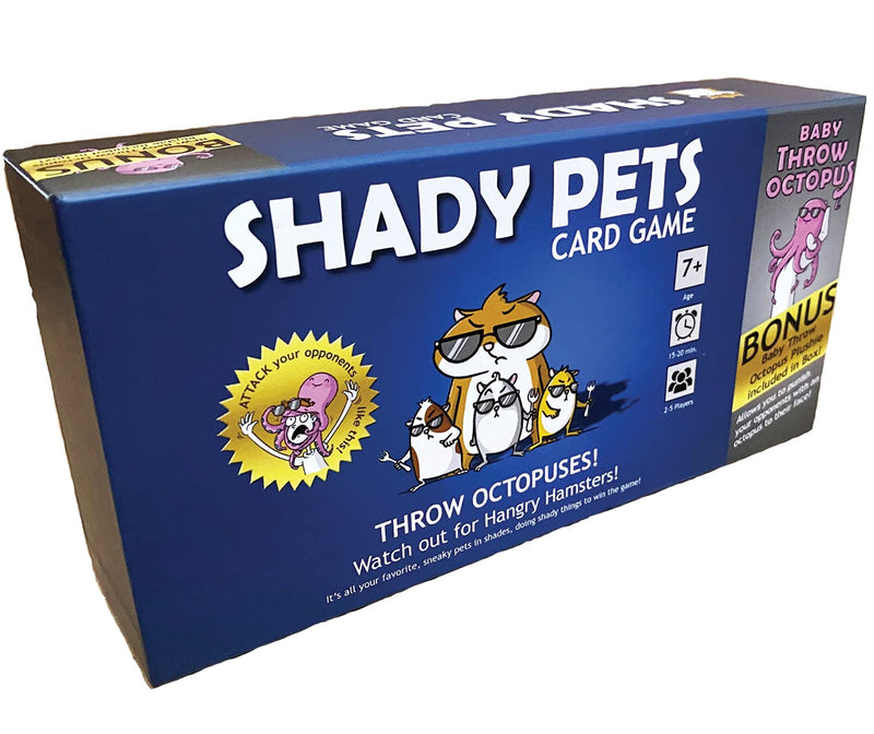 Shady Pets Card Game - Family-Friendly Party Games - Card Games for Adults, Teens & Kids *Shady Pets Game with Baby Throw Octopus - BeesActive Australia
