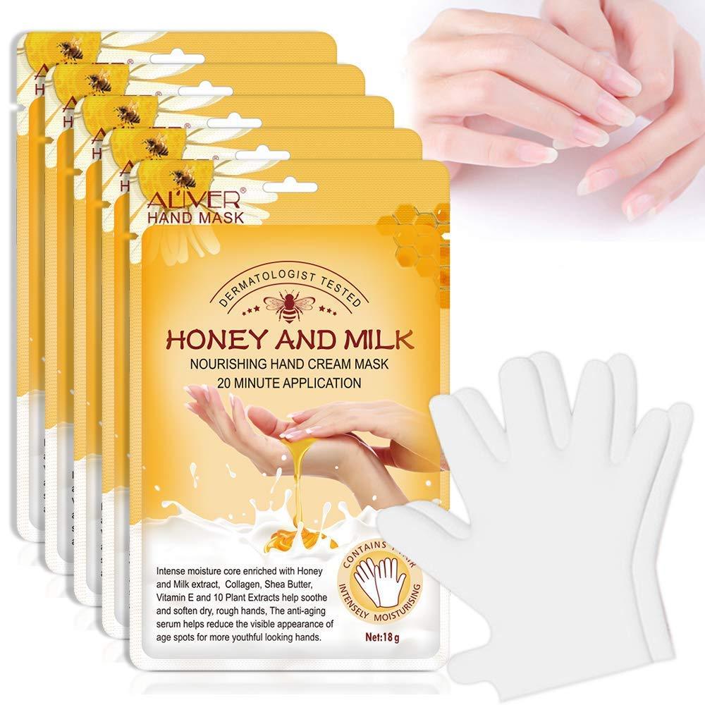 Hand Mask, 5 Pairs Hand Moisturizing Gloves Repairing Hand Mask for Extra Dry Skin Spa Masks, Exfoliating Hand Peeling Mask , Repair Rough Skin for Men & Women (C) C - BeesActive Australia