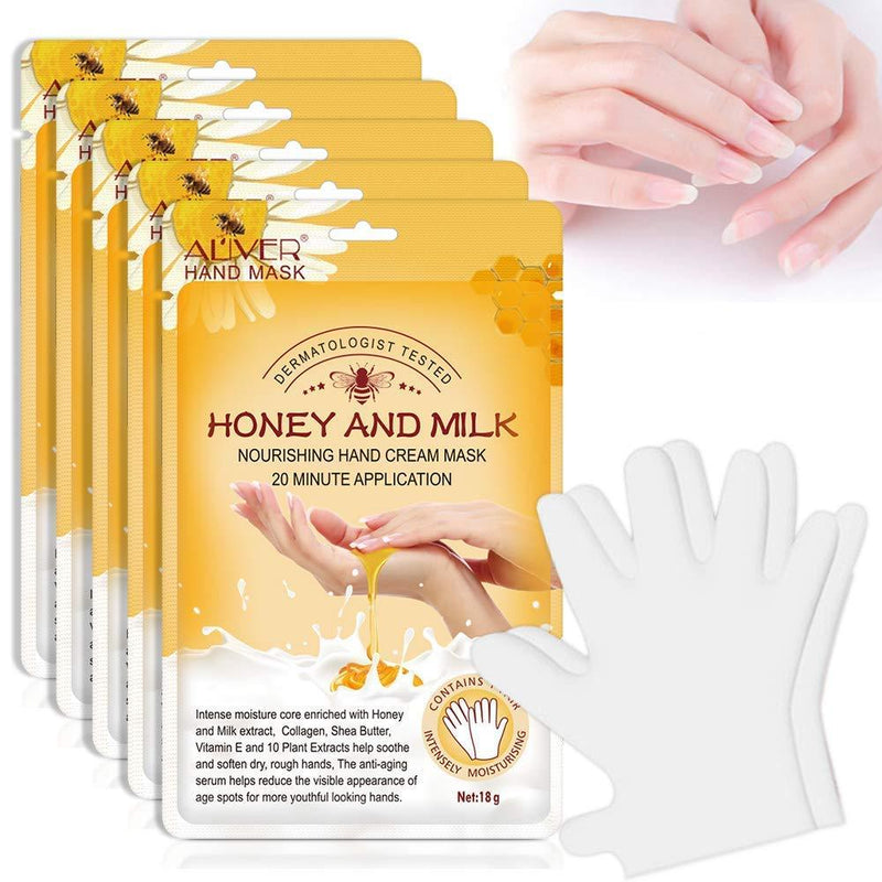 Hand Mask, 5 Pairs Hand Moisturizing Gloves Repairing Hand Mask for Extra Dry Skin Spa Masks, Exfoliating Hand Peeling Mask , Repair Rough Skin for Men & Women (C) C - BeesActive Australia