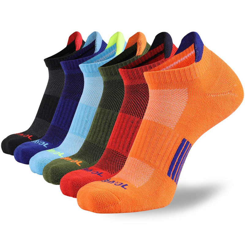 JOYNÉE Men’s Athletic Socks Low Cut Cushion Running Socks Breathable Comfort for Sports 6 Pack Multicolored - BeesActive Australia