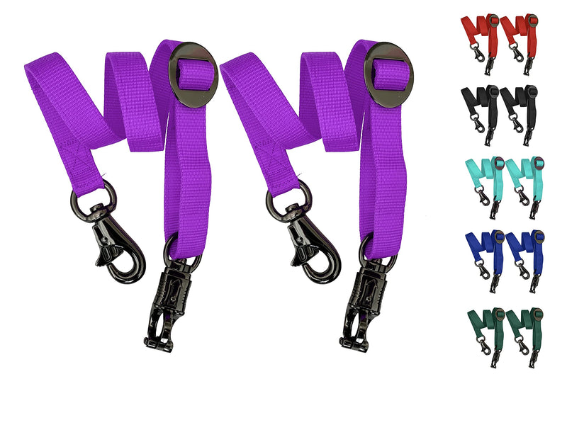Majestic Ally Pack of 2, Double Thick Trailer Tie for Horse Haulage, Cross tie with Adjustable Buckle, Panic Snap and Bull Snap – 1 Inch by 36 Inch Purple - BeesActive Australia
