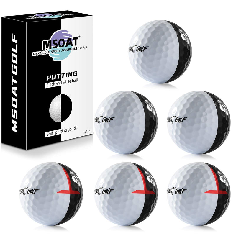 MSOAT 6 kit Practice Golf Putting Balls, Two Colors Black- White Putter Aiming Line Double Layer Golf Practice Ball Training Accessory Balls for Indoor Outdoor - BeesActive Australia