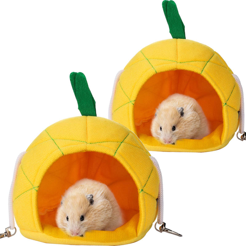 2 Pieces Pineapple Hammock Soft Hamster House Bed Small Animals Hanging House Cage Hamster Nest Hammock Pet Cage Accessories for Guinea Pig Rat Chinchilla Small Pets Sleep and Play - BeesActive Australia