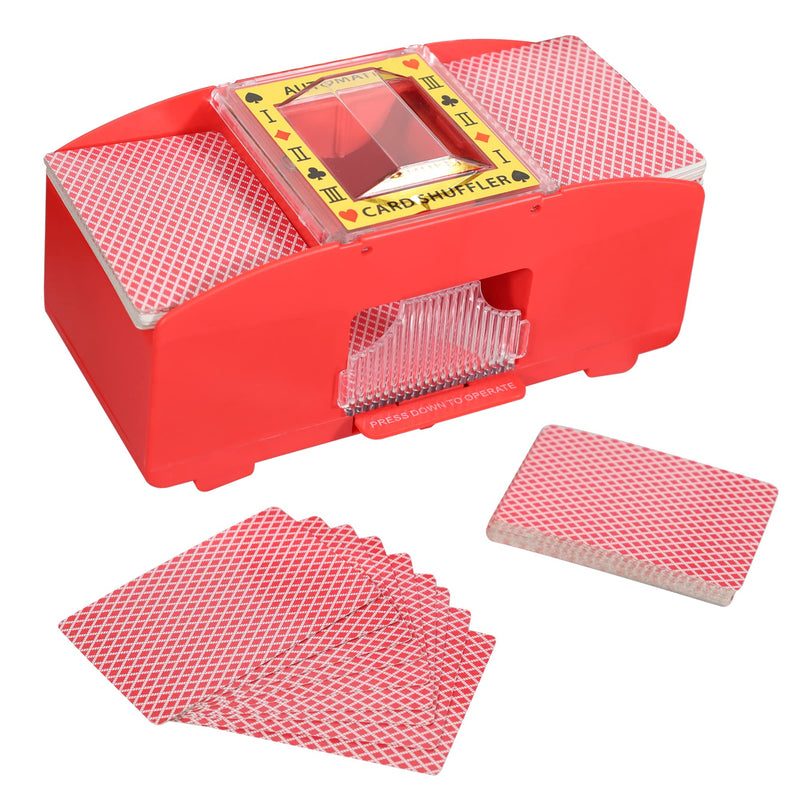 WYZworks Black/Red Casino 2 Deck Automatic Playing Card Shuffler - Battery Operated Electric for Blackjack and Poker Playing Card Games (1-2 Deck, Cards and Battery not Included) Red - BeesActive Australia